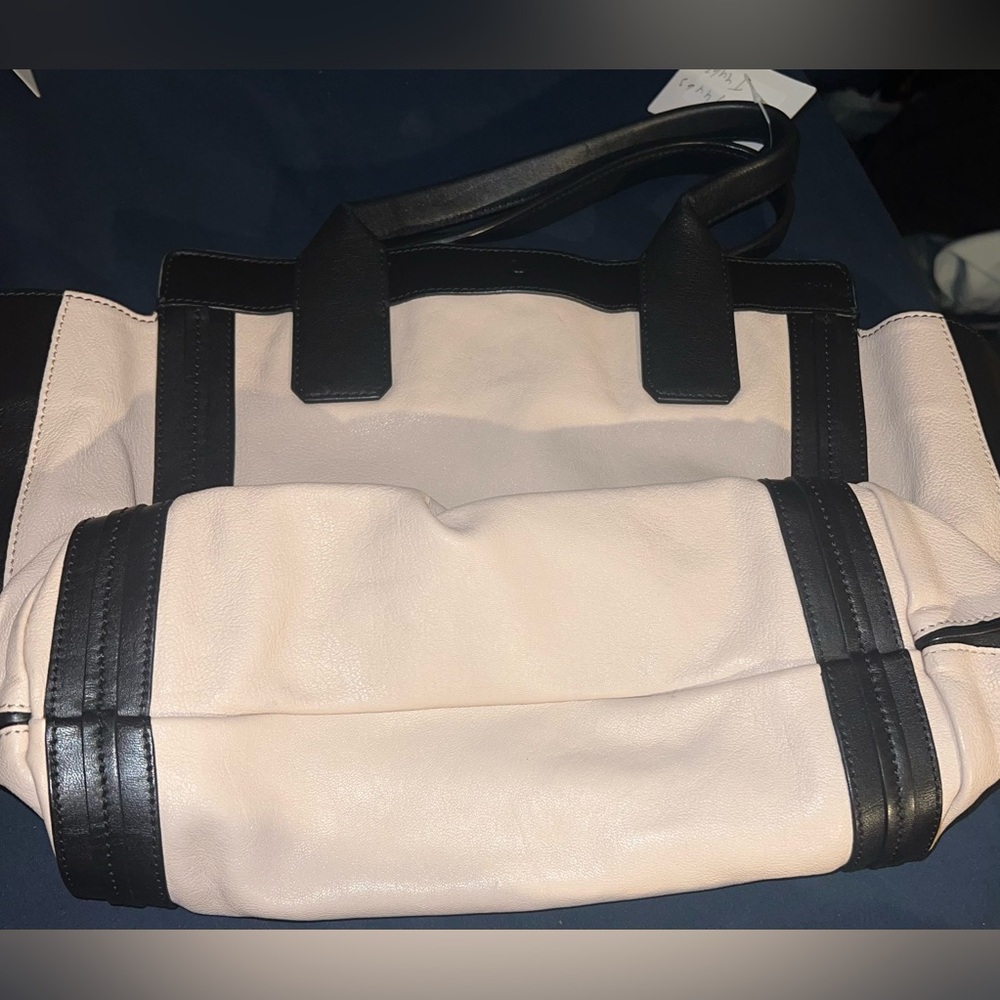 Chloe White and Black Two-Tone Lamb Skin Shoulder Bag